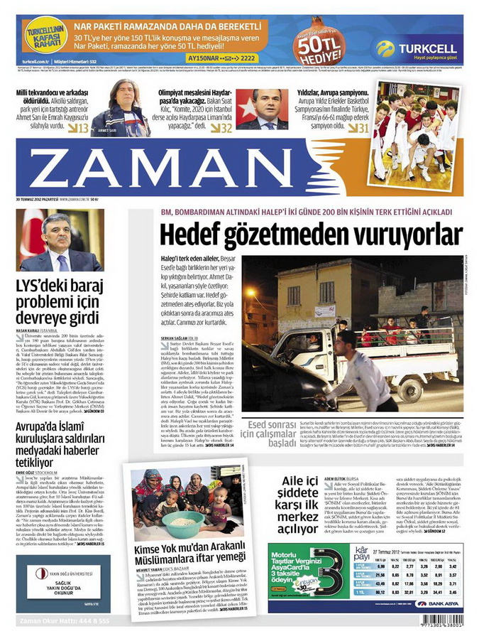 Gazete Manşetleri - 30 Temmuz 2012 24