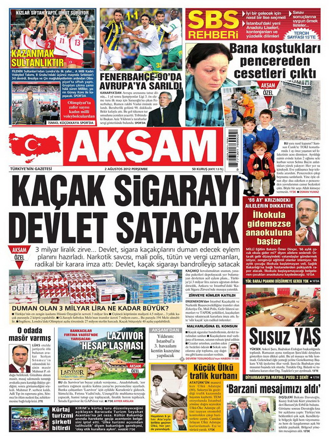 Gazete Manşetleri - 2 Ağustos 2012 1