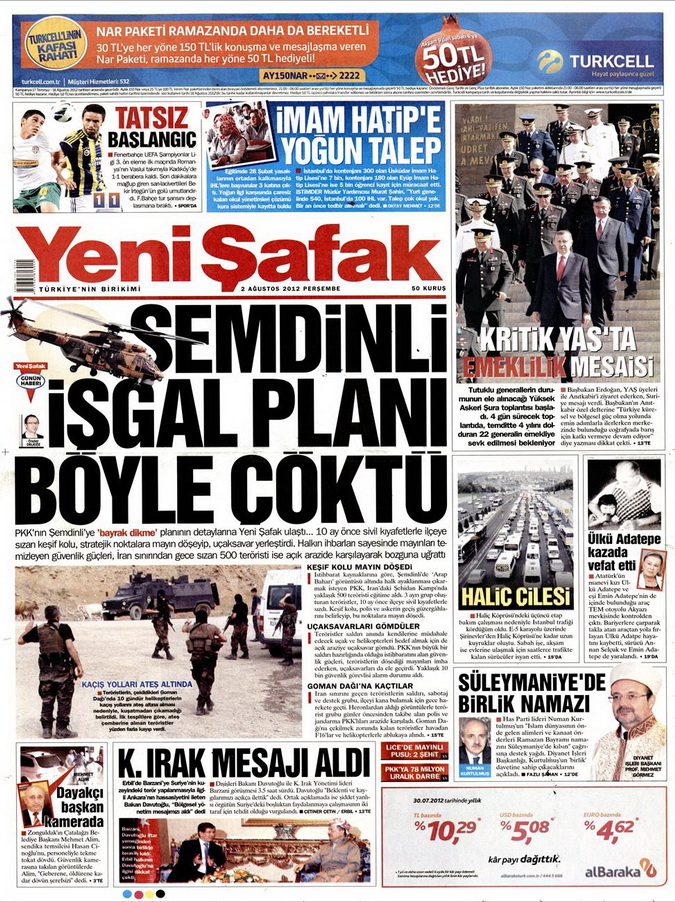 Gazete Manşetleri - 2 Ağustos 2012 18
