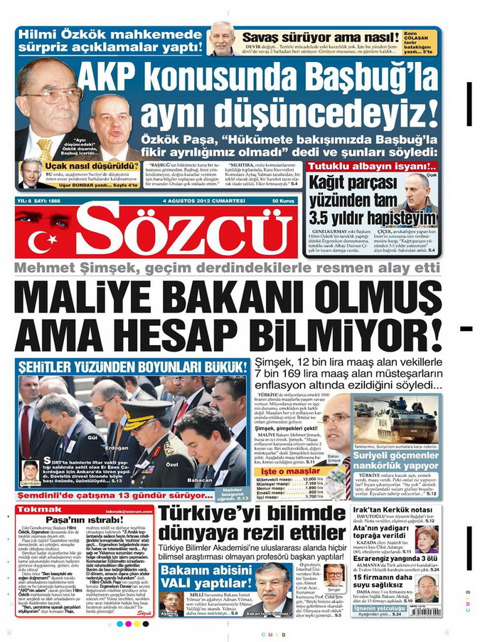 Gazete Manşetleri - 4 Ağustos 2012 14