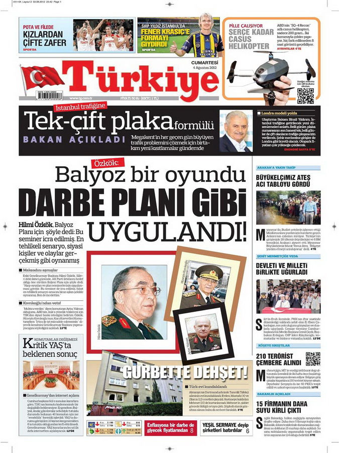 Gazete Manşetleri - 4 Ağustos 2012 18
