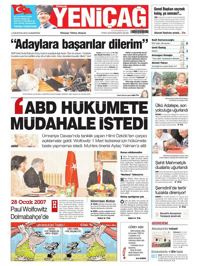Gazete Manşetleri - 4 Ağustos 2012 19