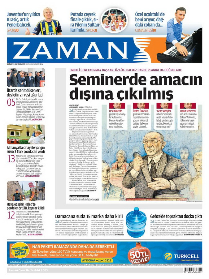 Gazete Manşetleri - 4 Ağustos 2012 24
