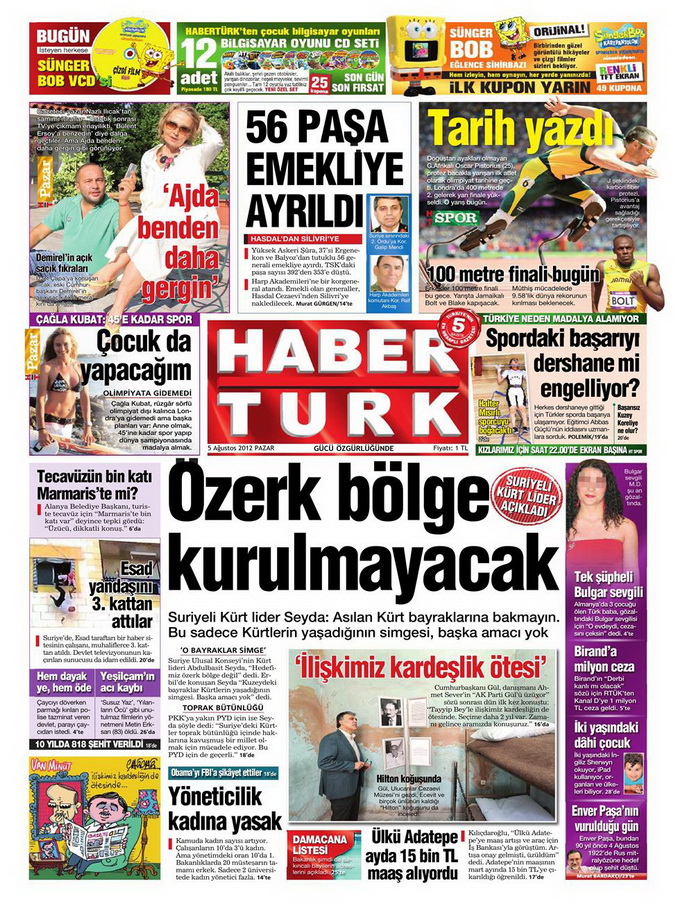 Gazete Manşetleri - 5 Ağustos 2012 Pazar 5