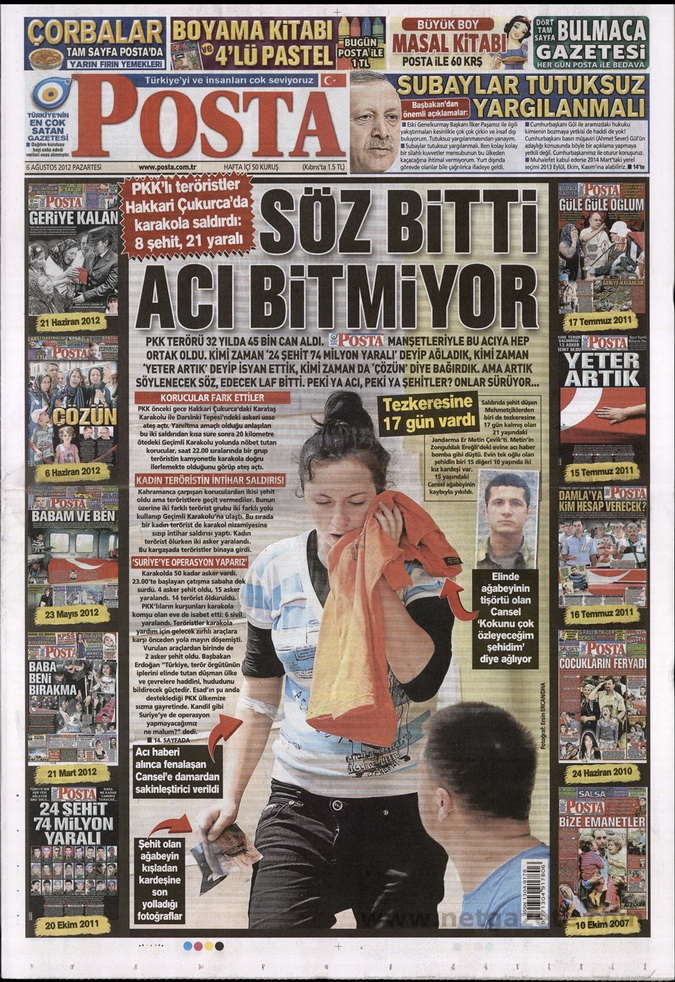 Gazete Manşetleri - 6 Ağustos 2012 Pazartesi 12