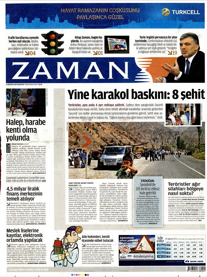 Gazete Manşetleri - 6 Ağustos 2012 Pazartesi 23