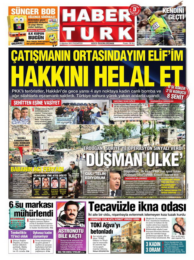 Gazete Manşetleri - 6 Ağustos 2012 Pazartesi 8