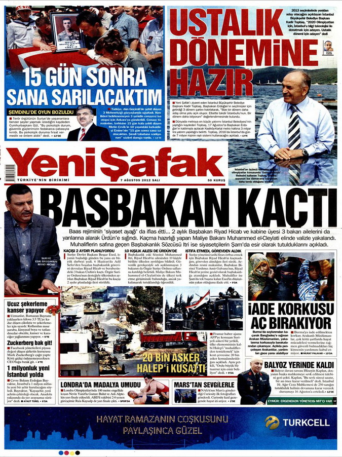 Gazete Manşetleri - 7 Ağustos 2012 Salı 23