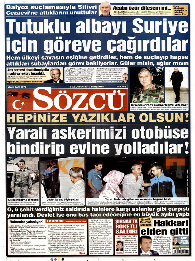 Gazete Manşetleri - 9 Ağustos 2012 Perşembe 15