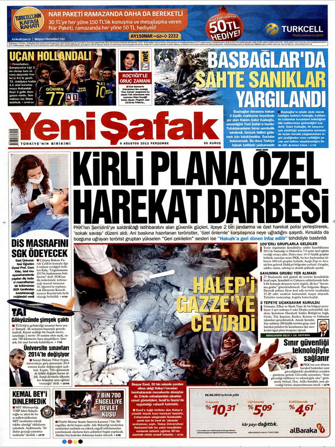 Gazete Manşetleri - 9 Ağustos 2012 Perşembe 21
