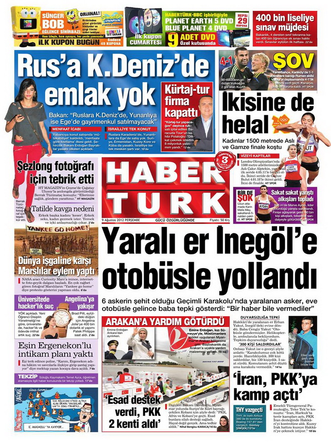 Gazete Manşetleri - 9 Ağustos 2012 Perşembe 8