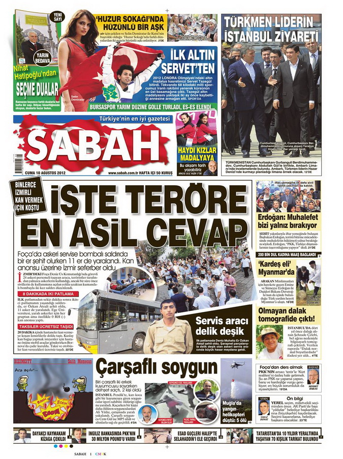 Gazete Manşetleri - 10 Ağustos 2012 Cuma 11