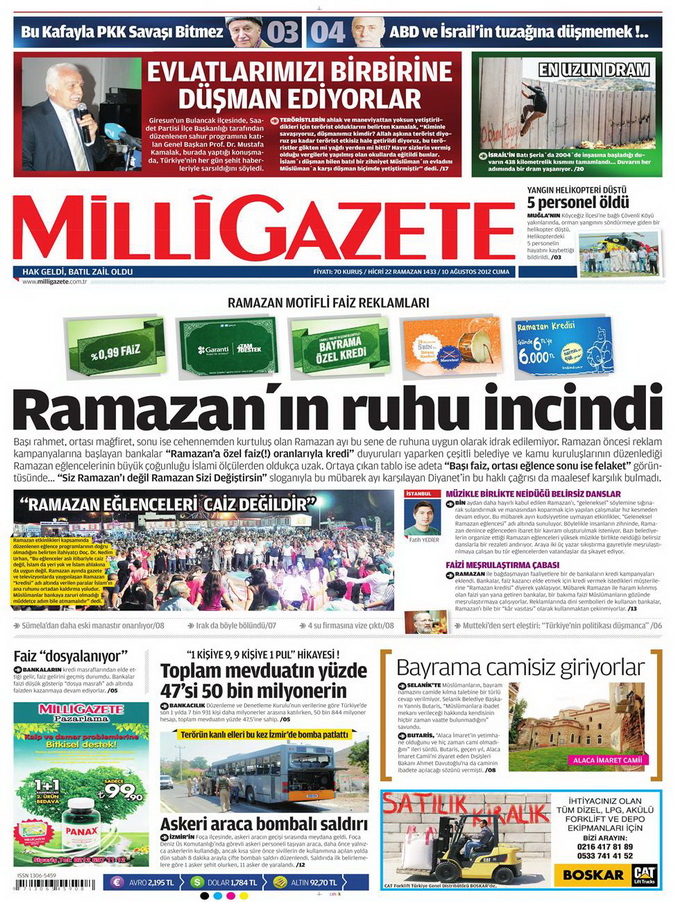Gazete Manşetleri - 10 Ağustos 2012 Cuma 7