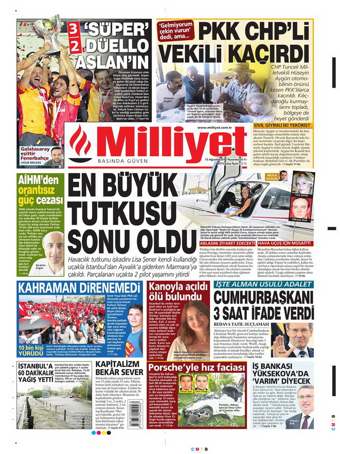Gazete Manşetleri - 13 Ağustos 2012 Pazartesi 15