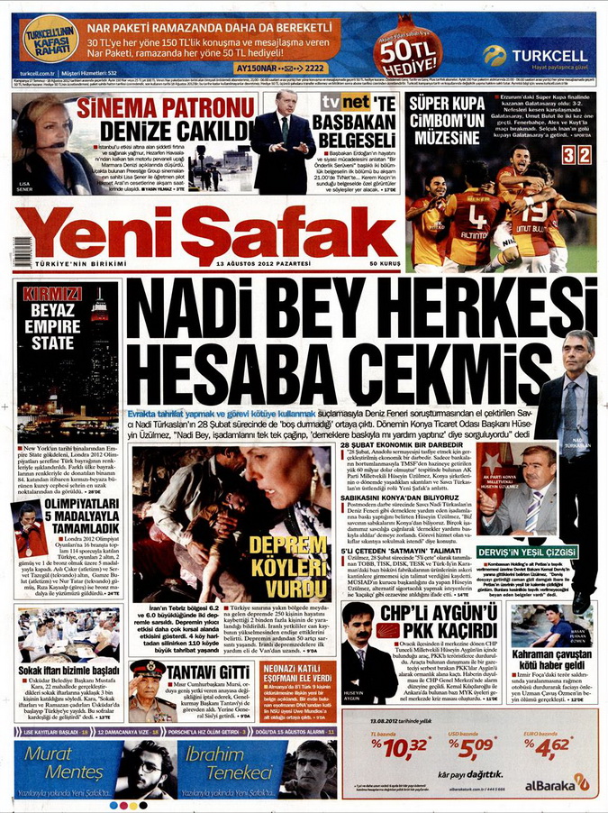 Gazete Manşetleri - 13 Ağustos 2012 Pazartesi 2