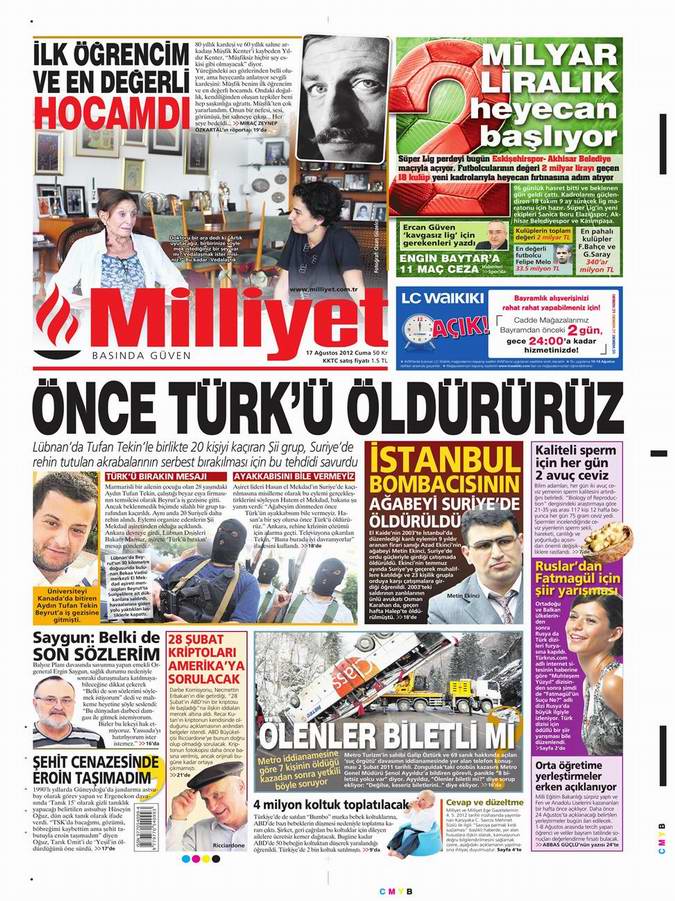 Gazete Manşetleri - 17 Ağustos Cuma 15