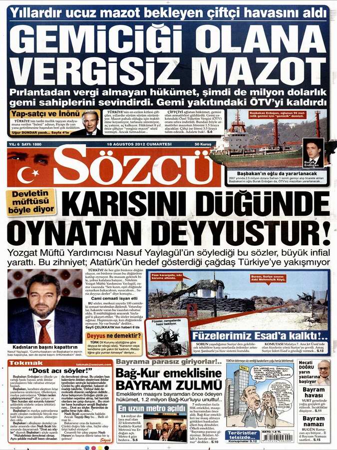 Gazete Manşetleri - 18 Ağustos Cumartesi 10