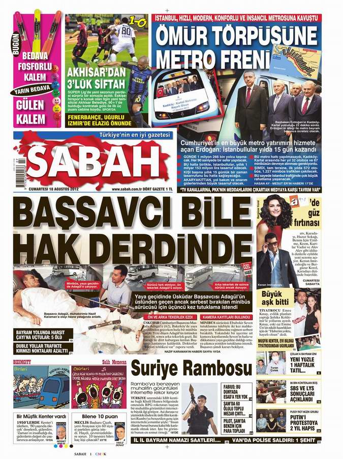 Gazete Manşetleri - 18 Ağustos Cumartesi 11