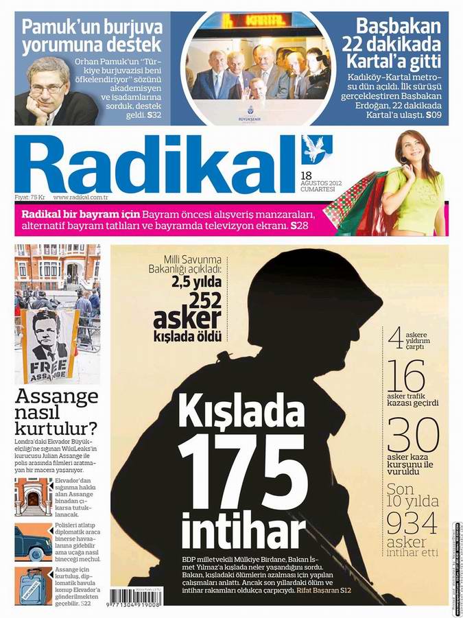 Gazete Manşetleri - 18 Ağustos Cumartesi 12