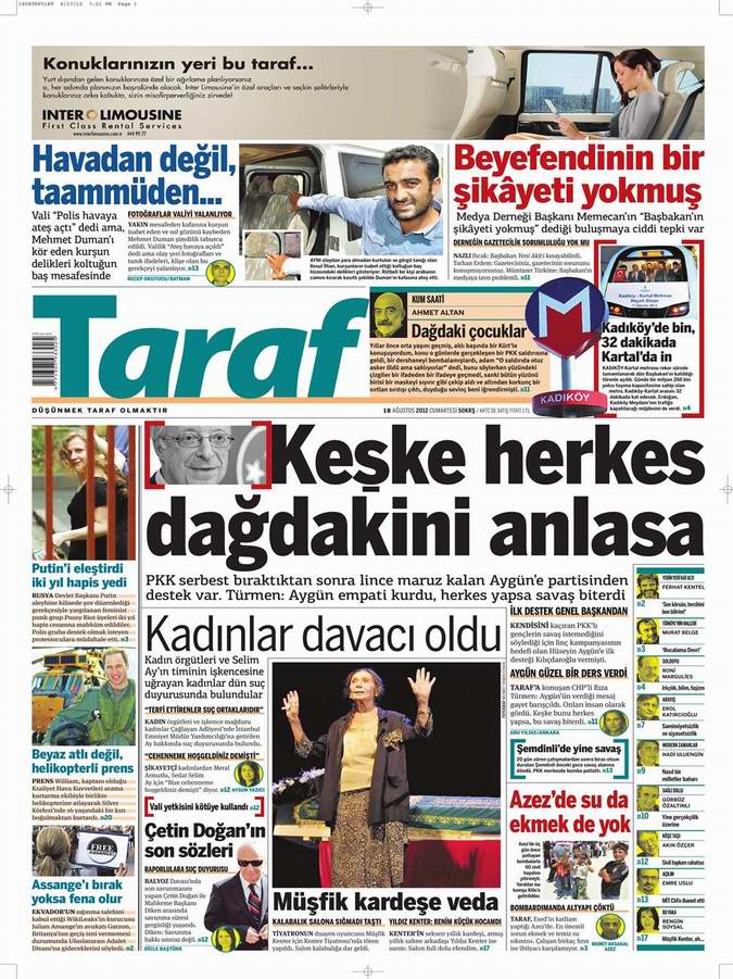 Gazete Manşetleri - 18 Ağustos Cumartesi 8