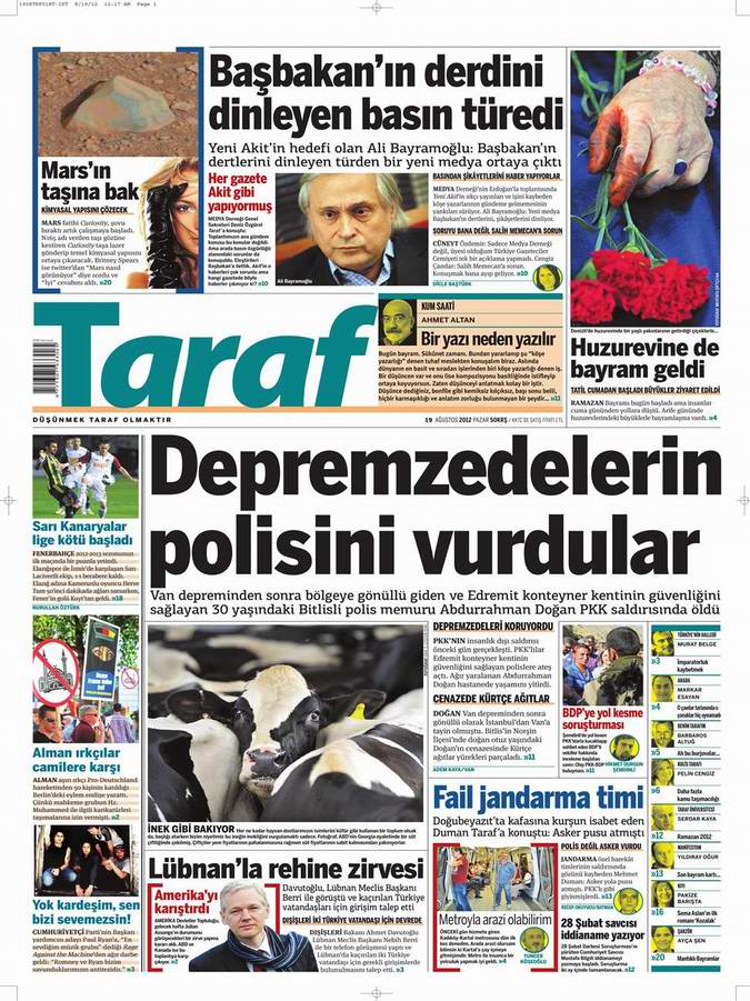 Gazete Manşetleri - 19 Ağustos Pazar 8