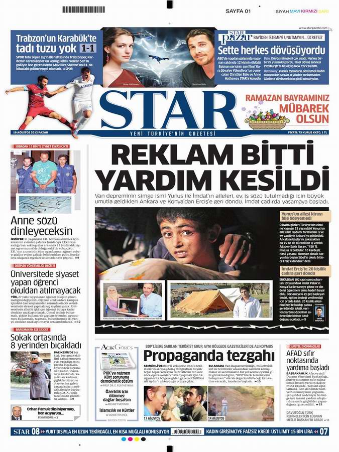 Gazete Manşetleri - 19 Ağustos Pazar 9