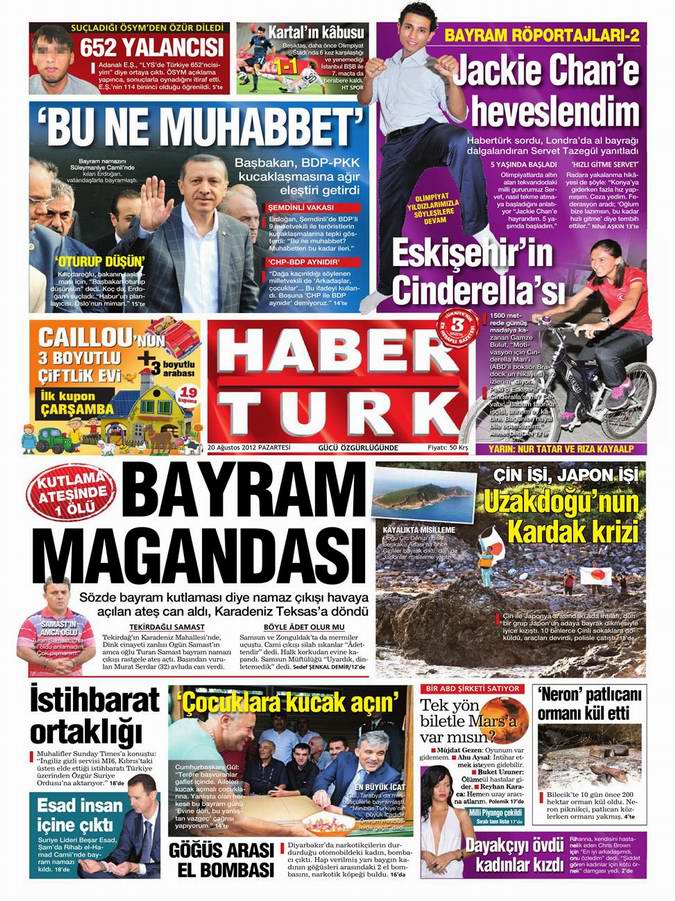 Gazete Manşetleri - 20 Ağustos Pazartesi 16