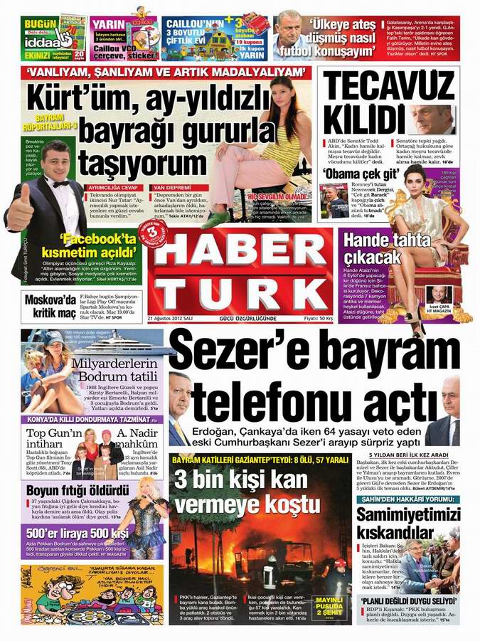 Gazete Manşetleri - 21 Ağustos Salı 13