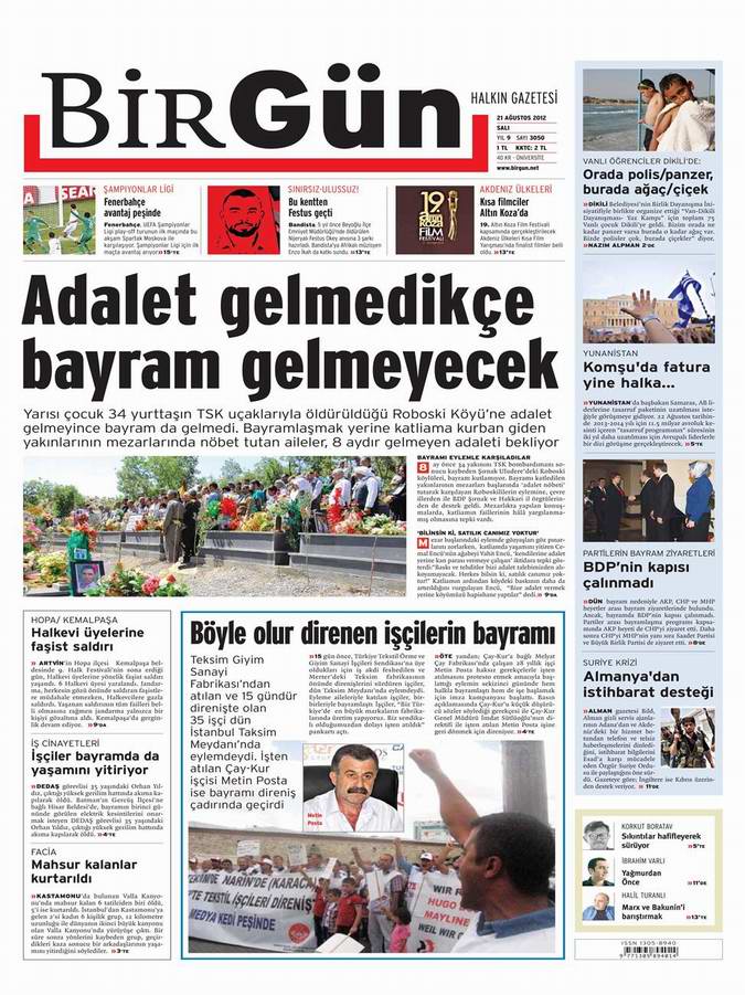 Gazete Manşetleri - 21 Ağustos Salı 16