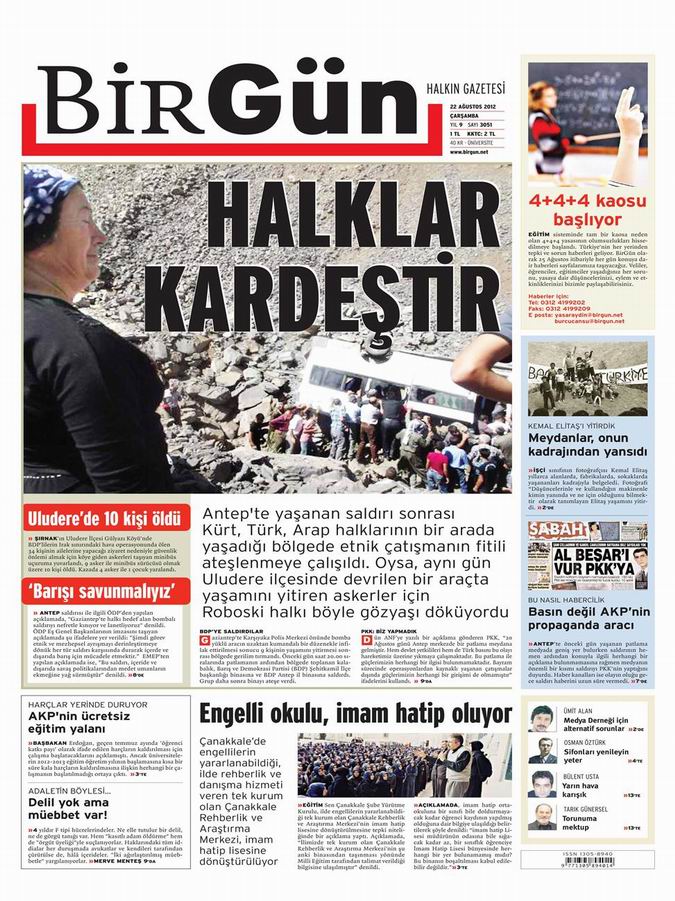 Gazete Manşetleri - 22 Ağustos Çarşamba 21