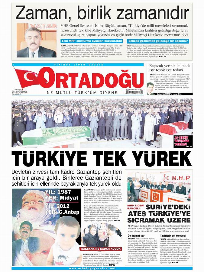 Gazete Manşetleri - 23 Ağustos Perşembe 13