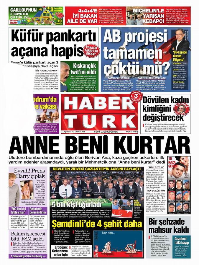 Gazete Manşetleri - 23 Ağustos Perşembe 17