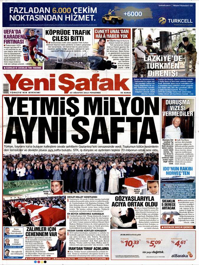 Gazete Manşetleri - 23 Ağustos Perşembe 2