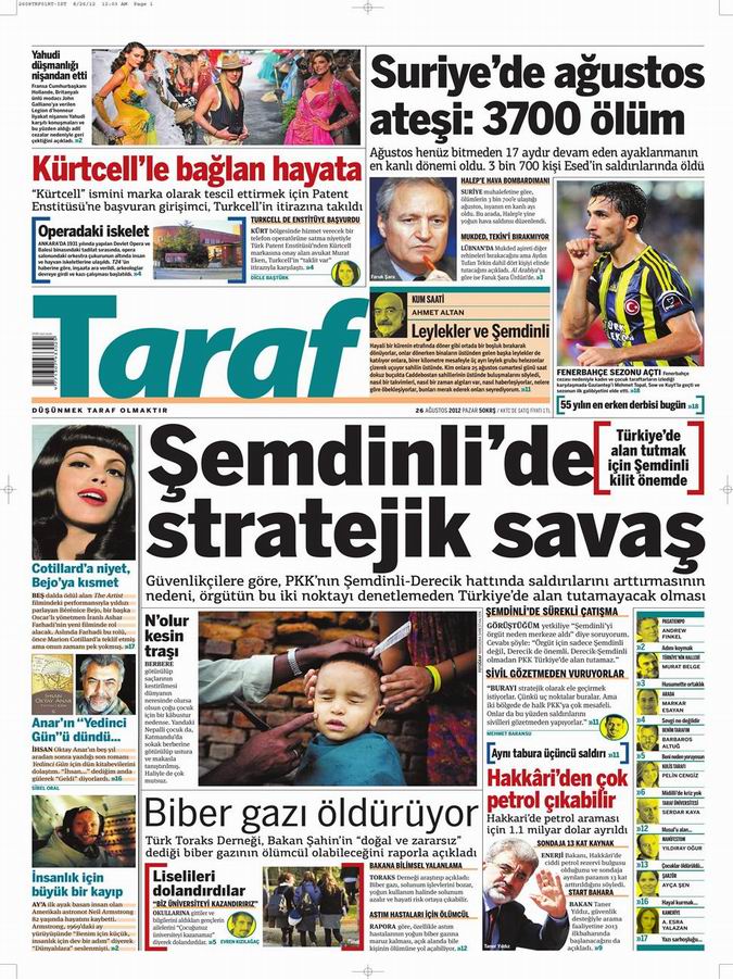 Gazete Manşetleri - 26 Ağustos Pazar 8