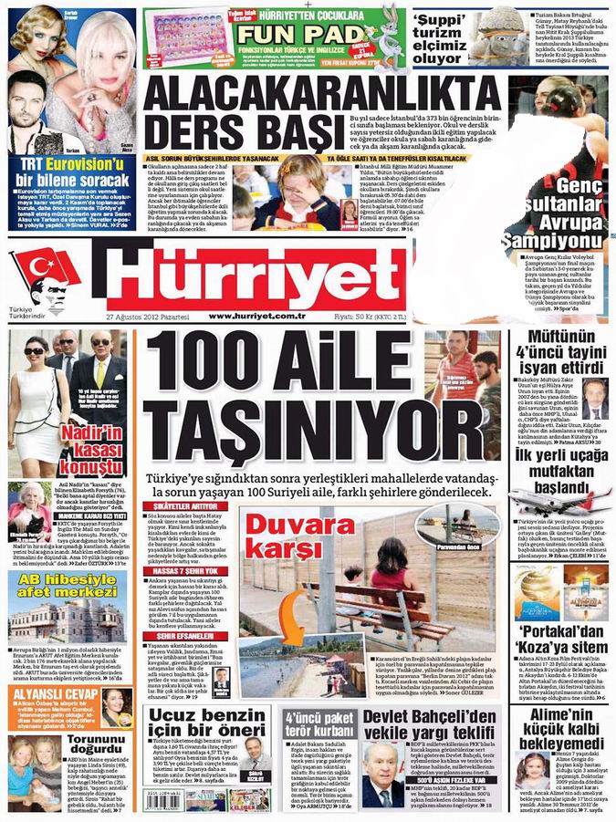 Gazete Manşetleri - 27 Ağustos Pazartesi 14