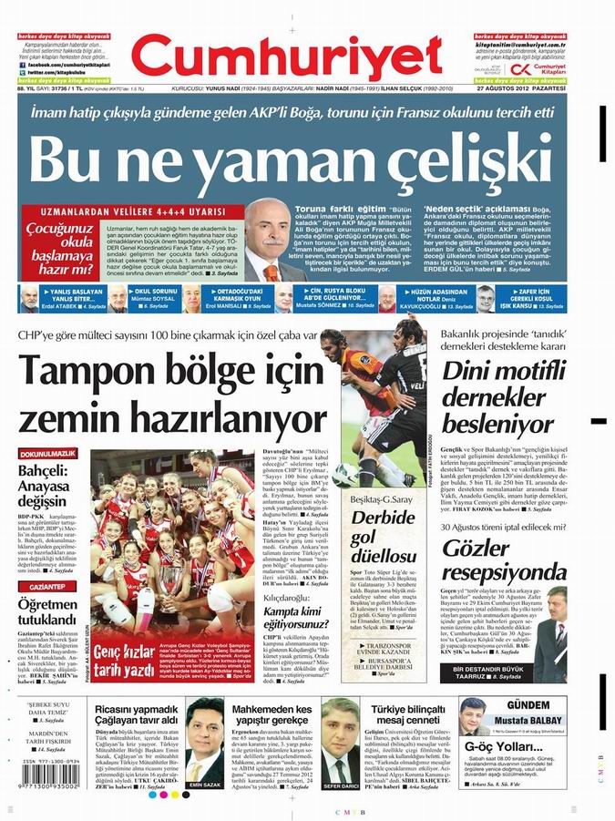 Gazete Manşetleri - 27 Ağustos Pazartesi 17