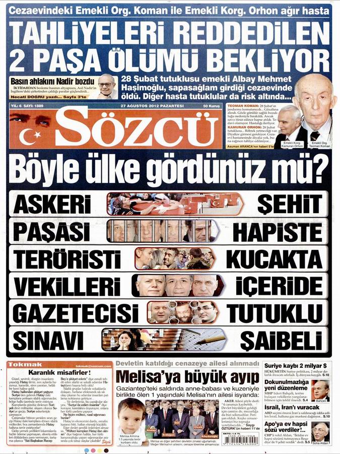 Gazete Manşetleri - 27 Ağustos Pazartesi 8