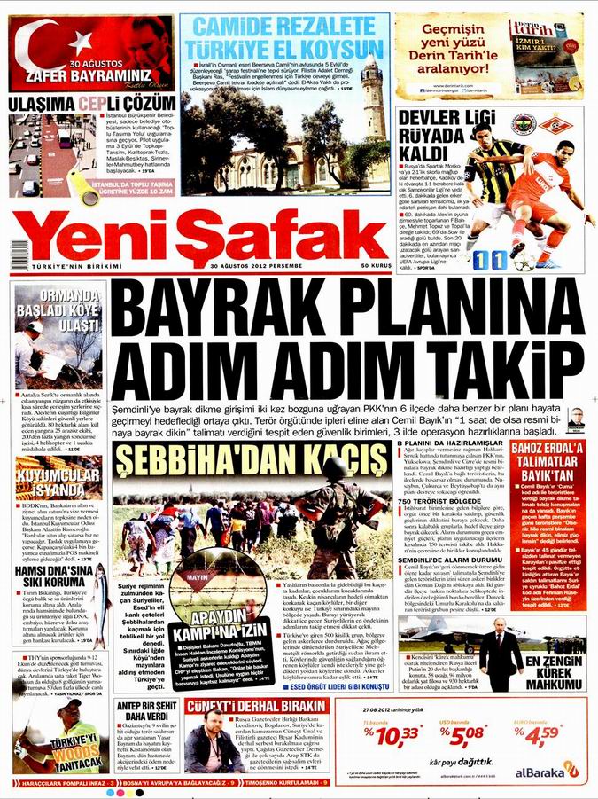 Gazete Manşetleri - 30 Ağustos Perşembe 2