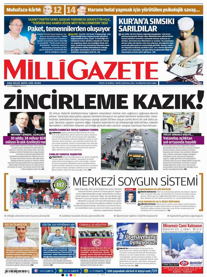 Gazete Manşetleri - 31 Ağustos Cuma 16