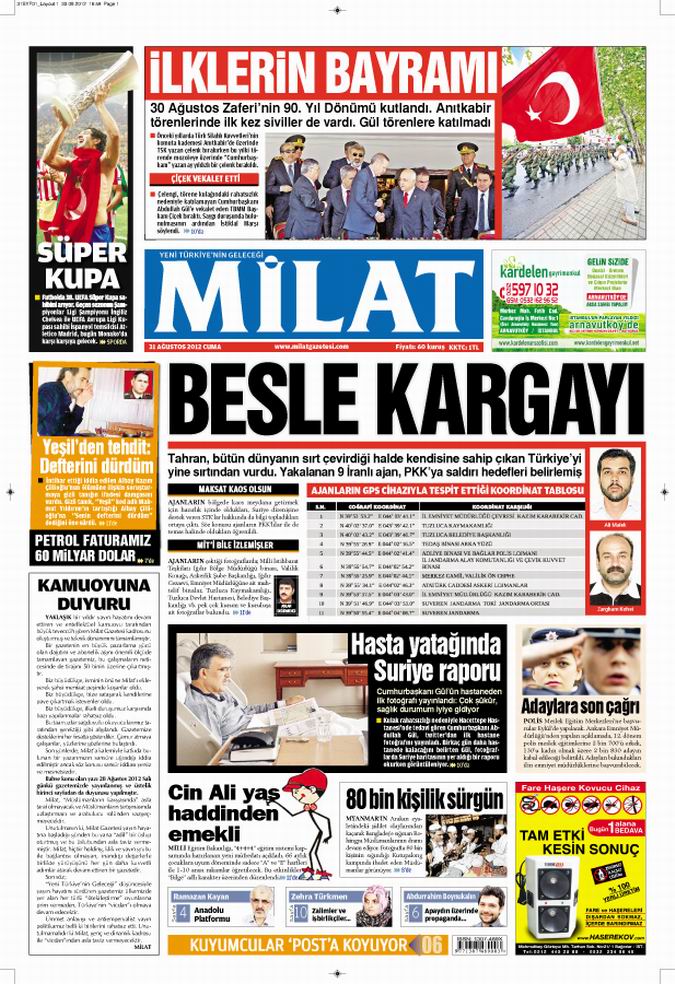 Gazete Manşetleri - 31 Ağustos Cuma 17