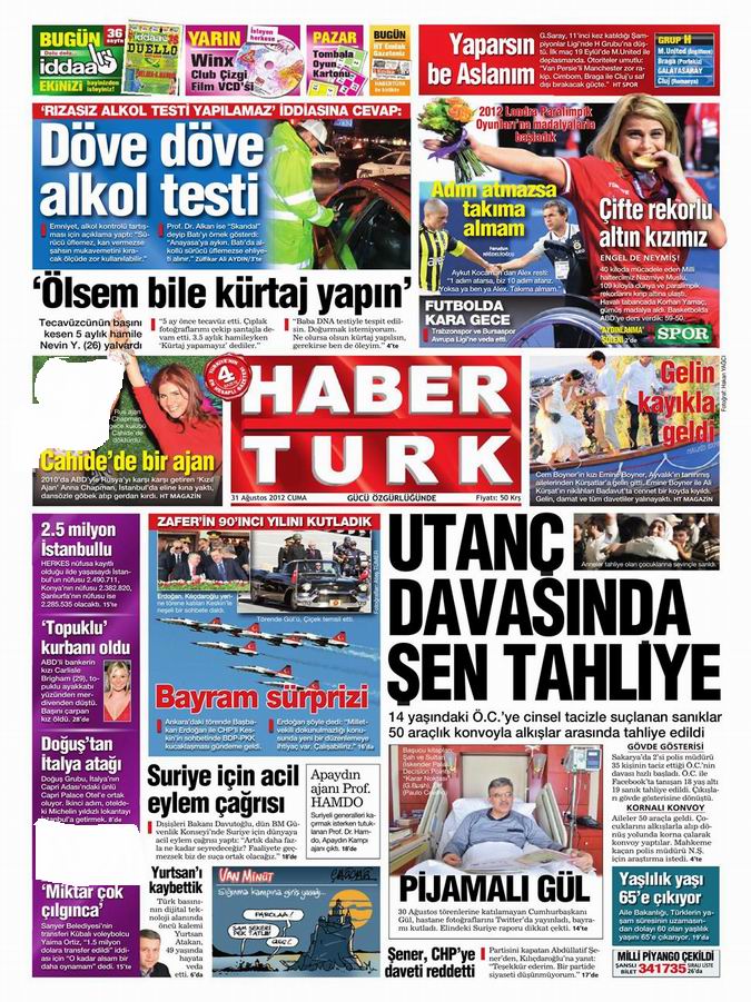 Gazete Manşetleri - 31 Ağustos Cuma 19