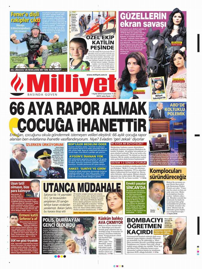 Gazete Manşetleri - 1 Eylül Cumartesi 14