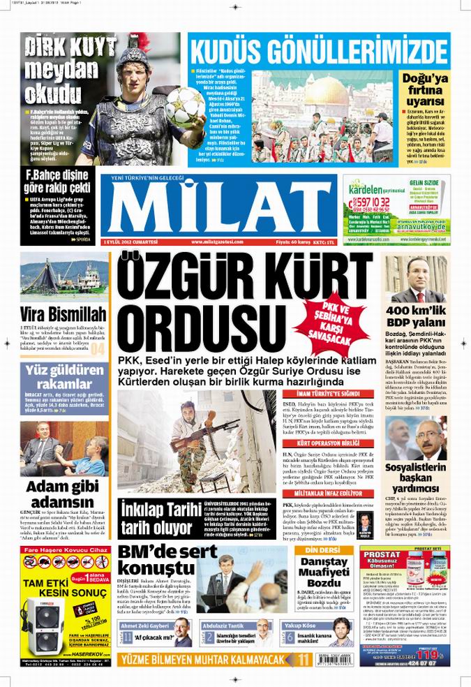 Gazete Manşetleri - 1 Eylül Cumartesi 16