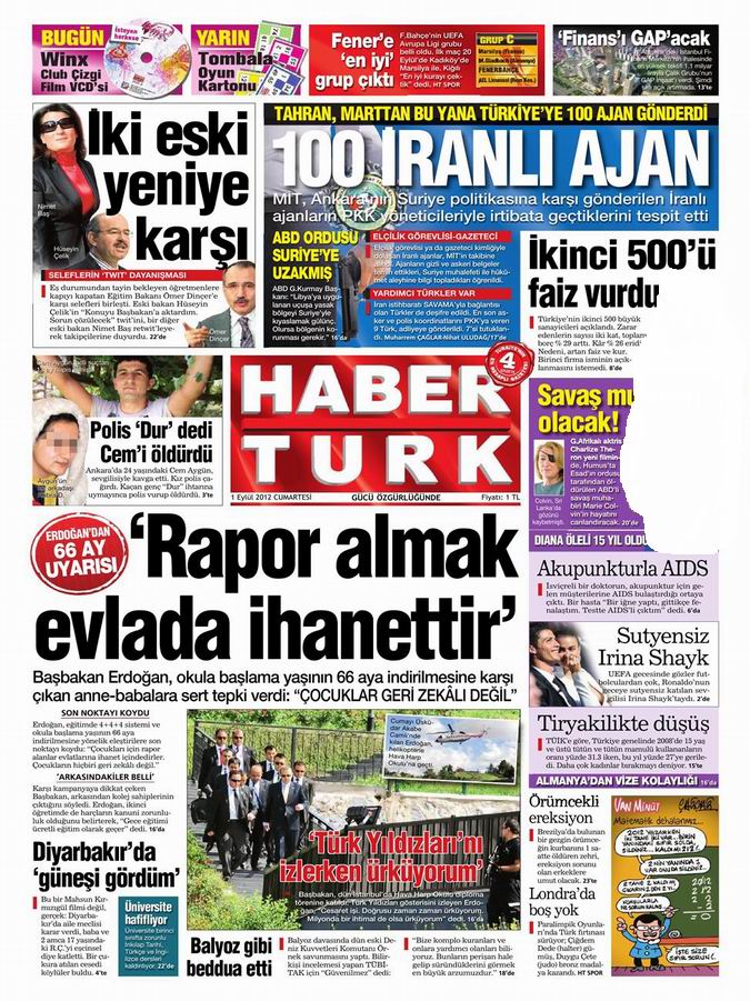 Gazete Manşetleri - 1 Eylül Cumartesi 18