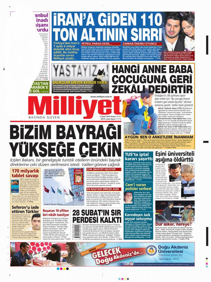 Gazete Manşetleri - 2 Eylül Pazar 15