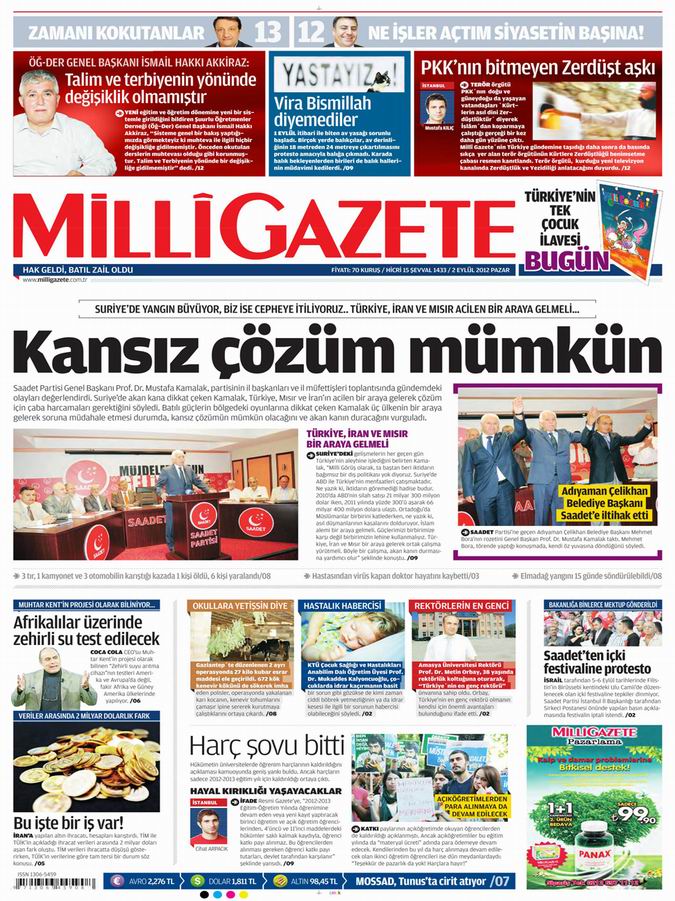 Gazete Manşetleri - 2 Eylül Pazar 16