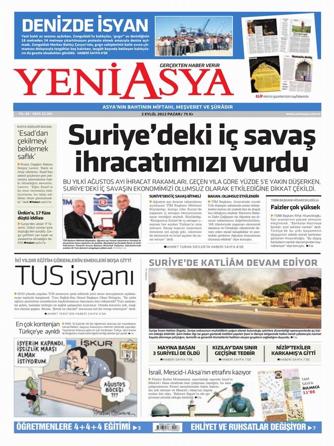 Gazete Manşetleri - 2 Eylül Pazar 3