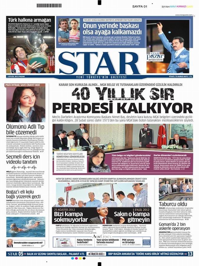 Gazete Manşetleri - 2 Eylül Pazar 9