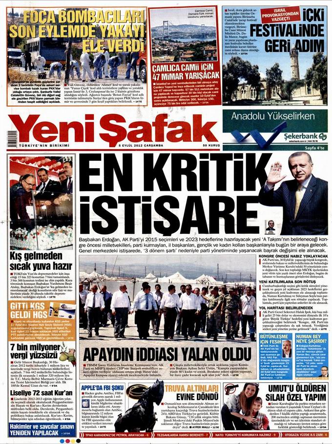 Gazete Manşetleri - 5 Eylül Çarşamba 2