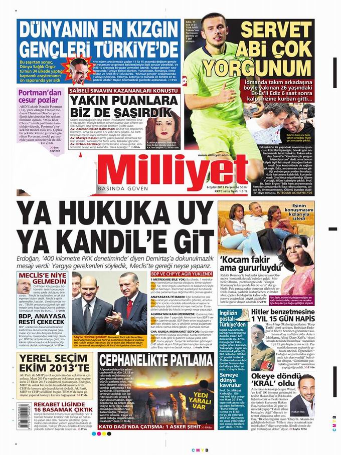 Gazete Manşetleri - 6 Eylül Perşembe 15